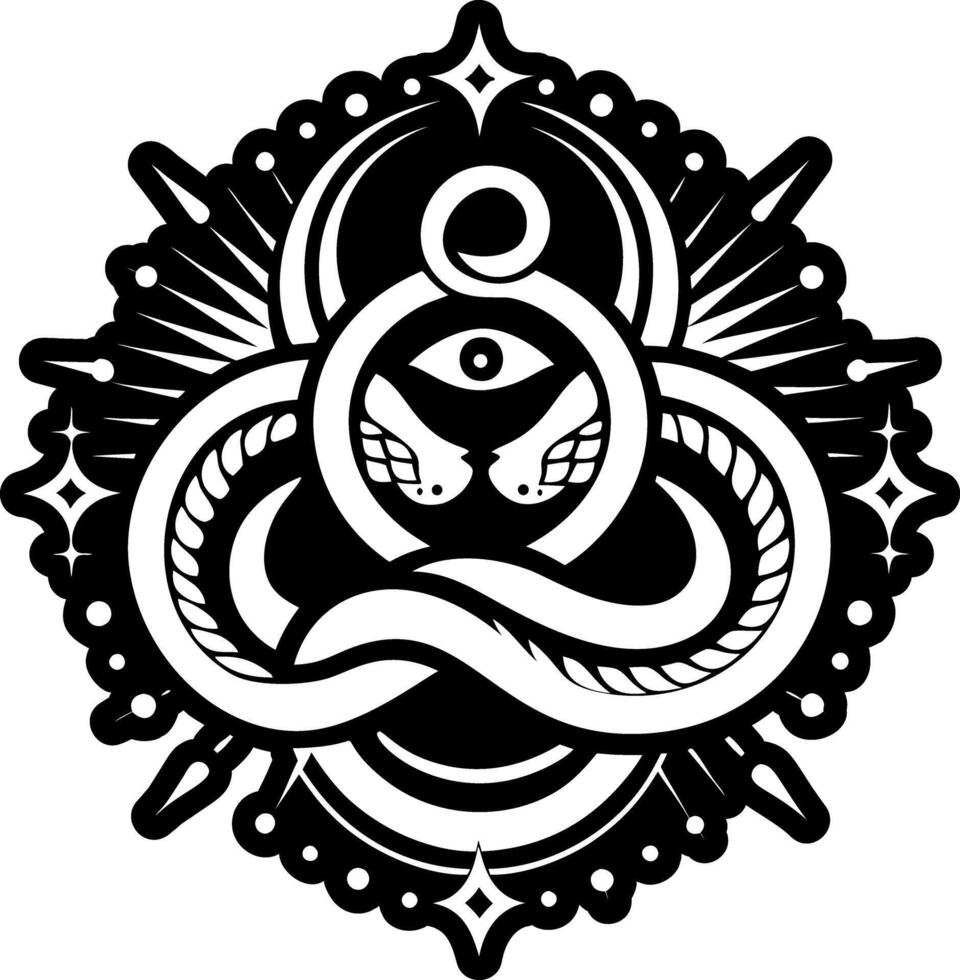 A black and white snake with a star in the middle vector