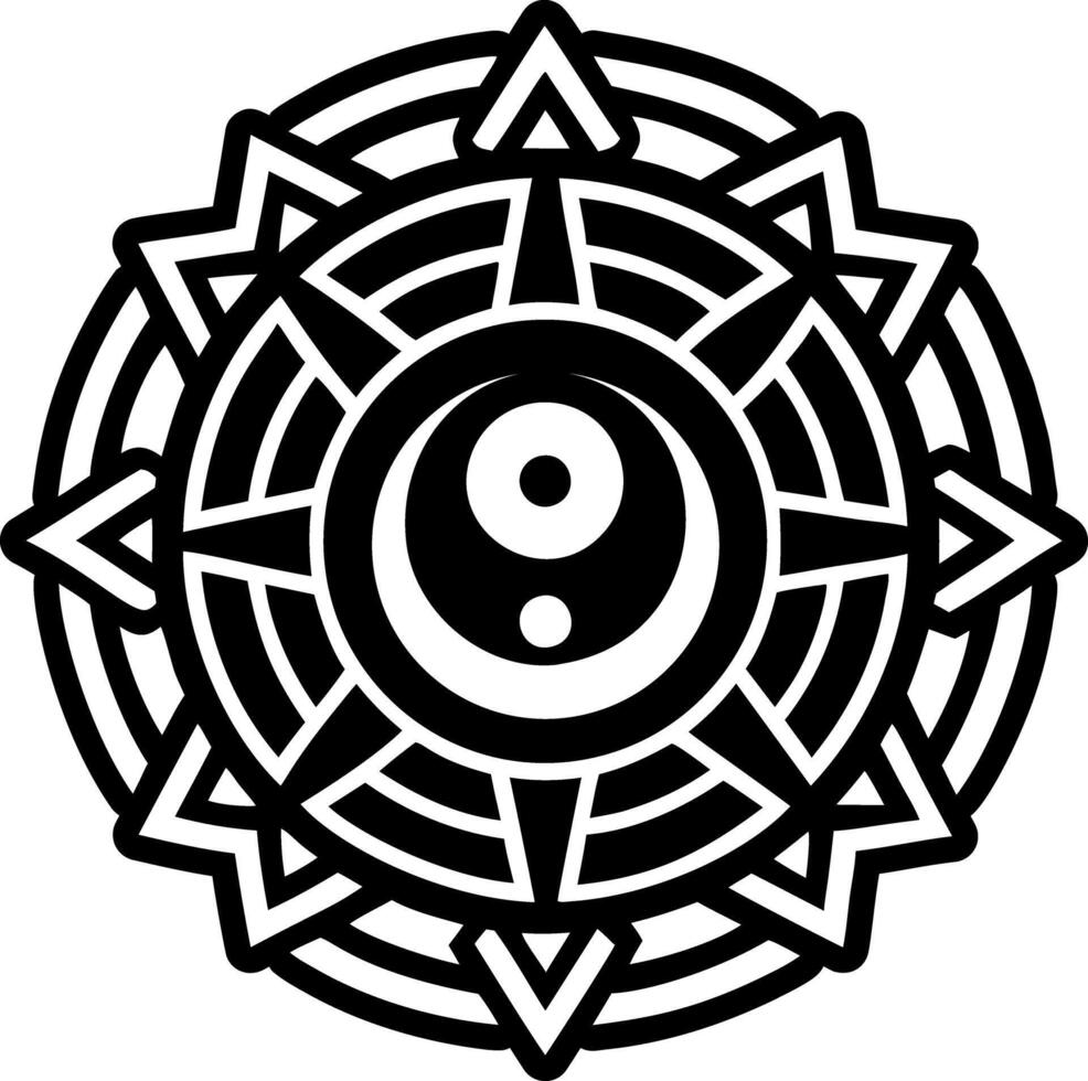 A black and white design with an abstract design vector