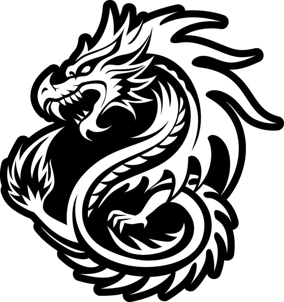 A solid style icon of dragon roar tattoo vector