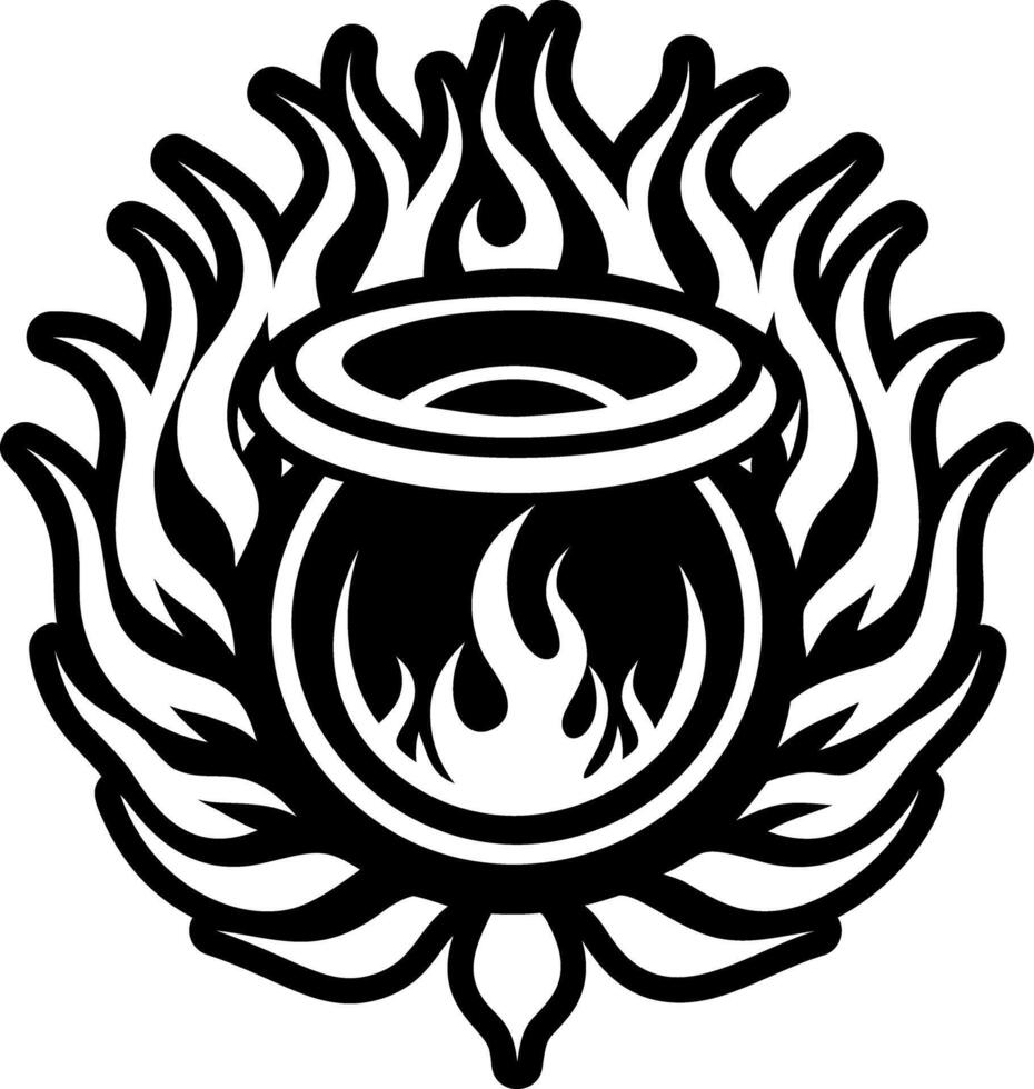 A filled style icon of flame halo tattoo vector