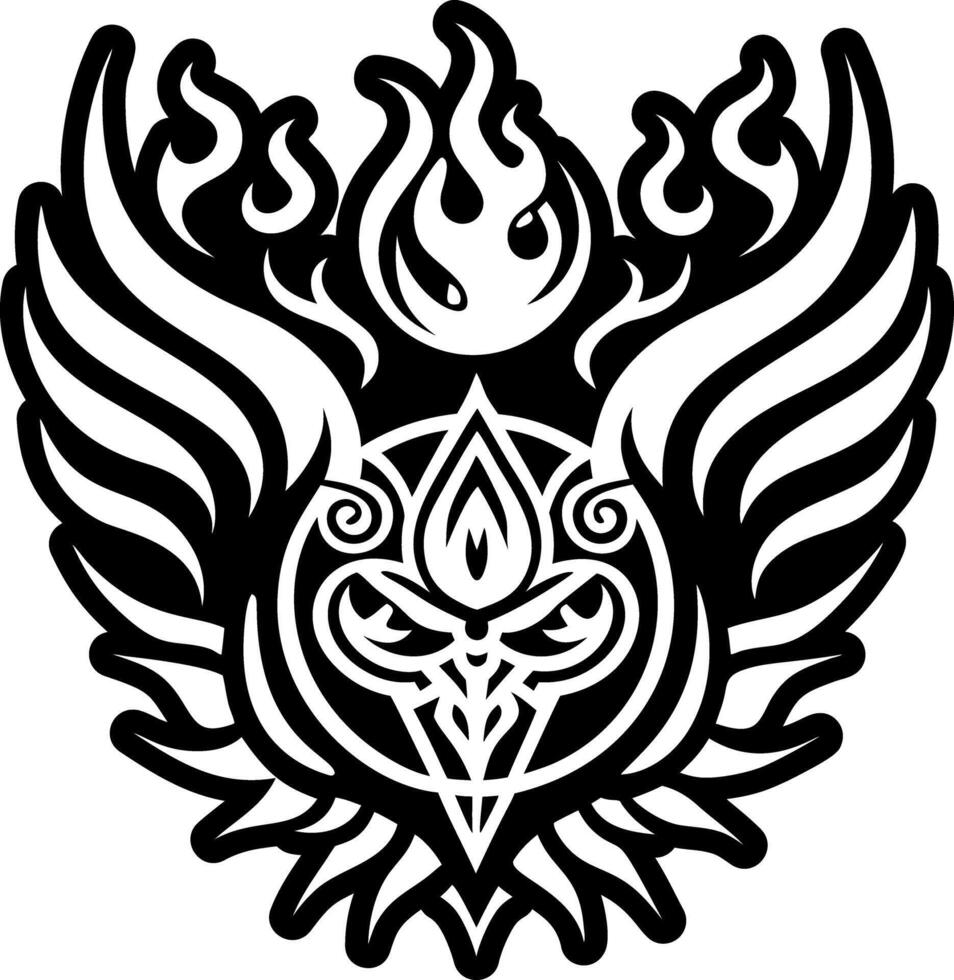 A solid style icon of burning wings symbol vector