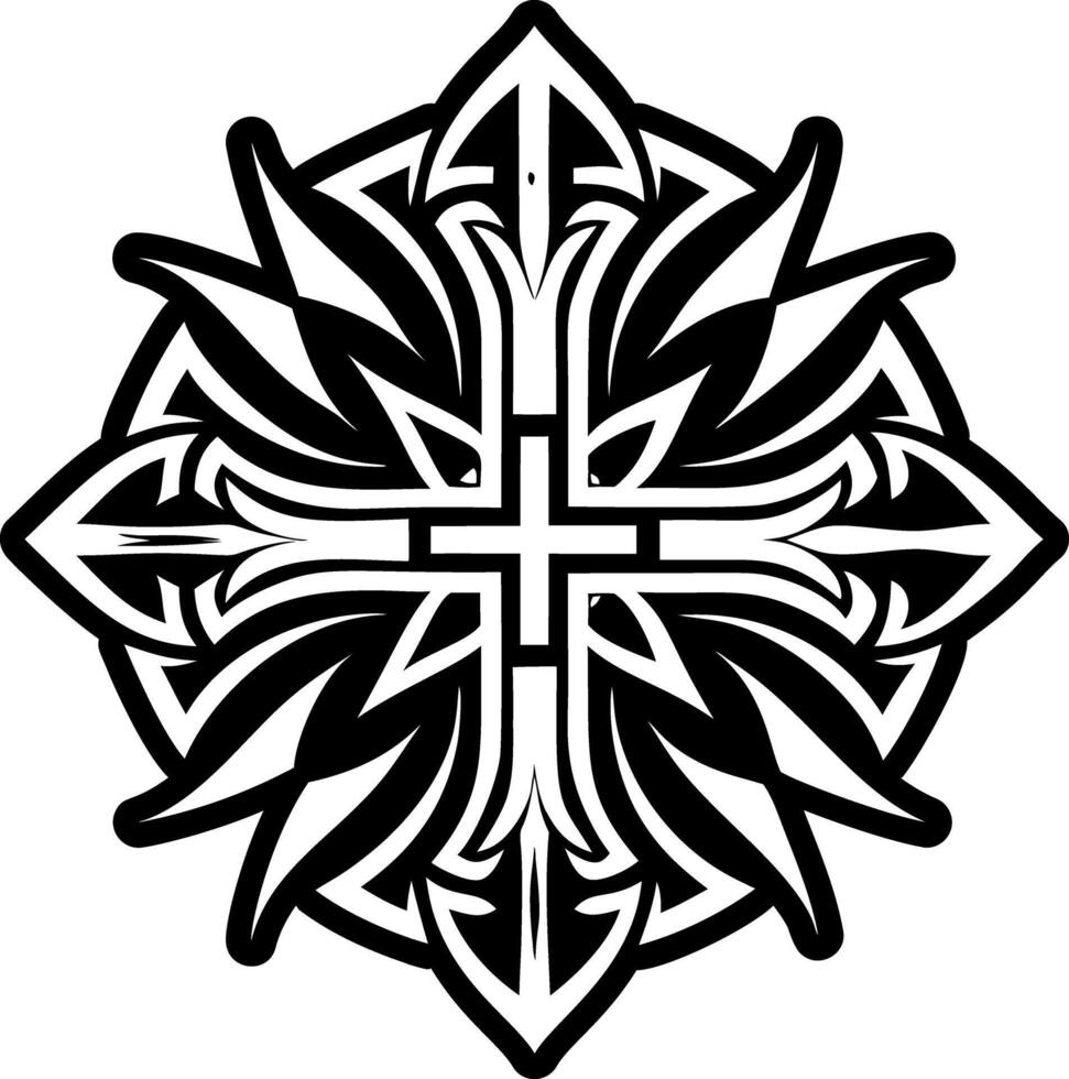 A filled style icon of cross tattoo vector