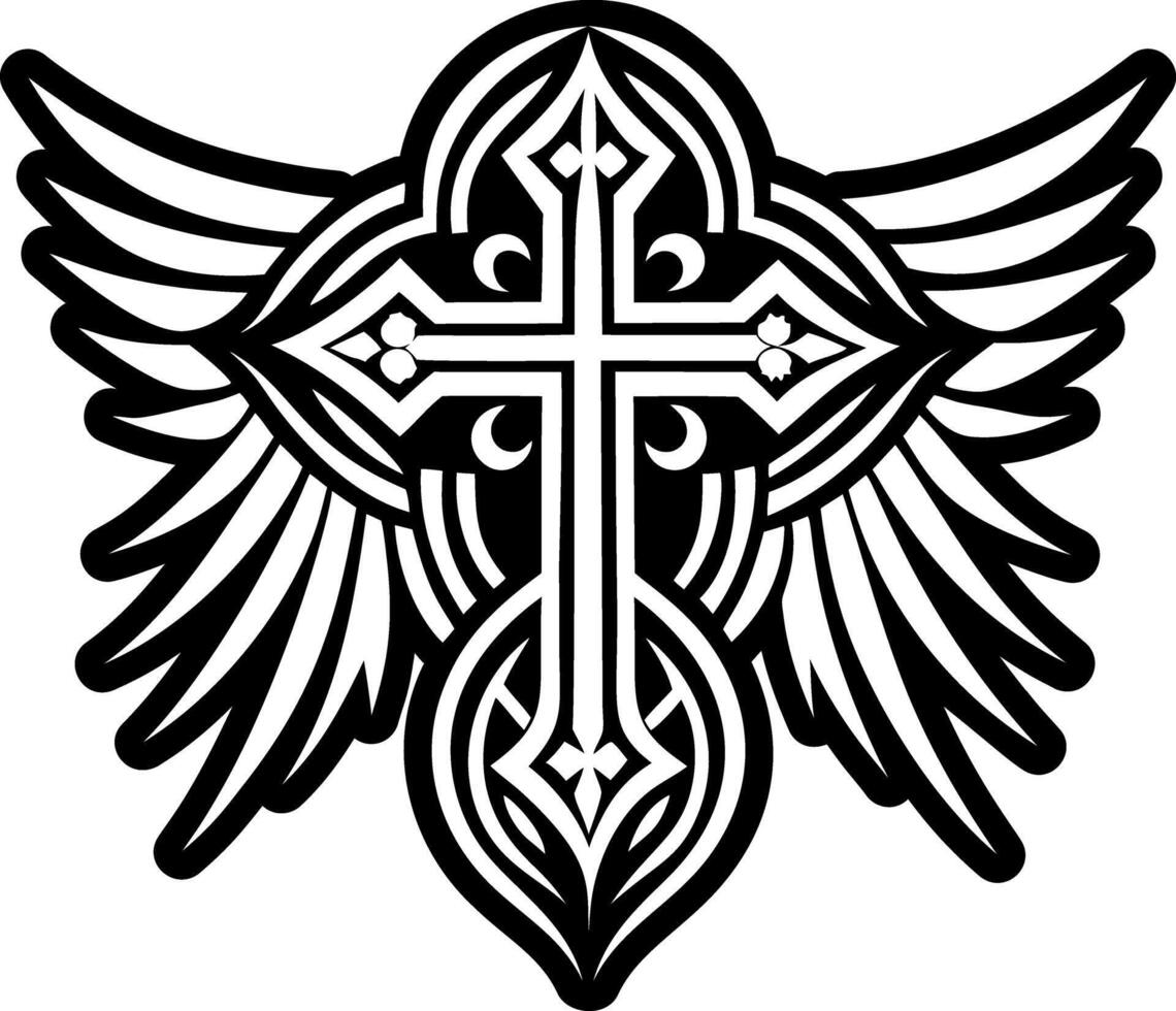 A glyph style icon of angelic tattoo vector