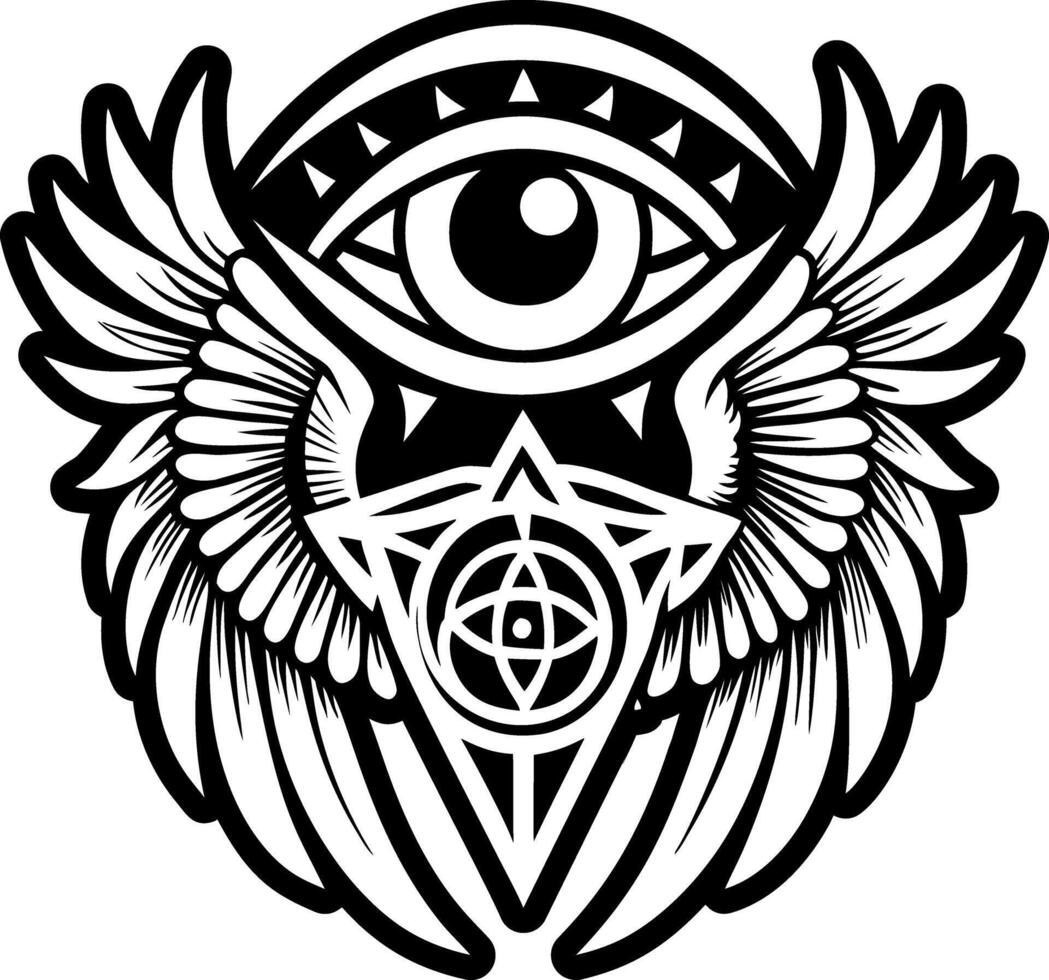 A filled style icon of angelic eye tattoo vector