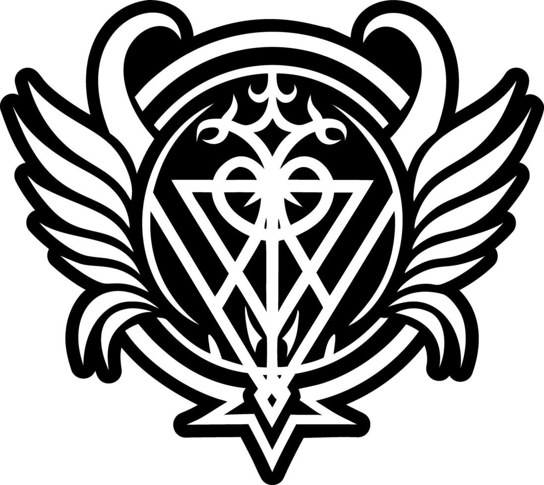 A glyph style icon of seraph sigil tattoo vector