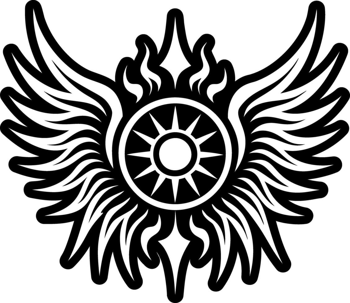 A glyph style icon of angelic sun symbol vector