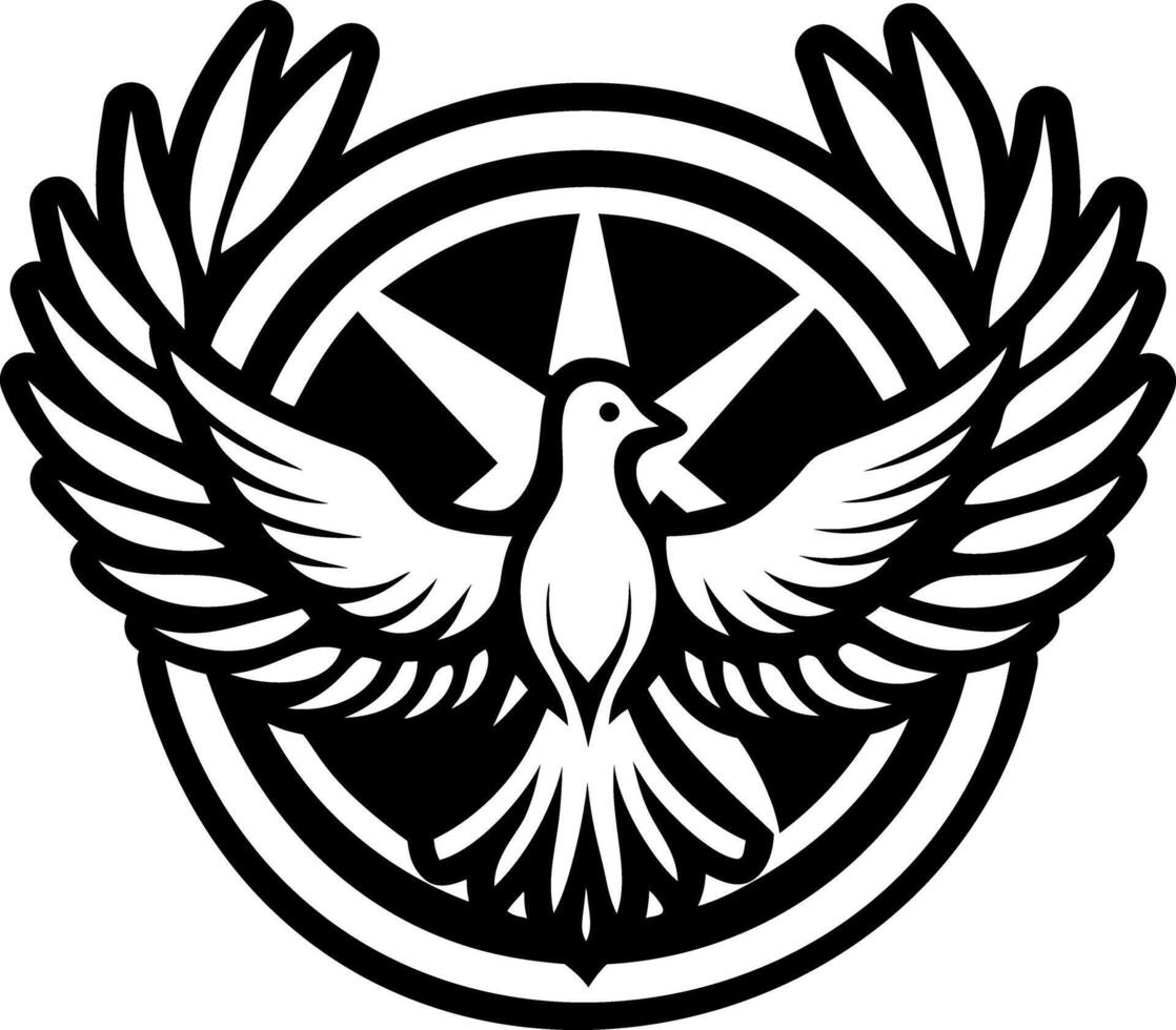 A solid style icon of peace dove tattoo vector