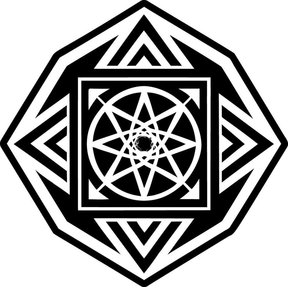 Geometric spirituality in glyph style vector
