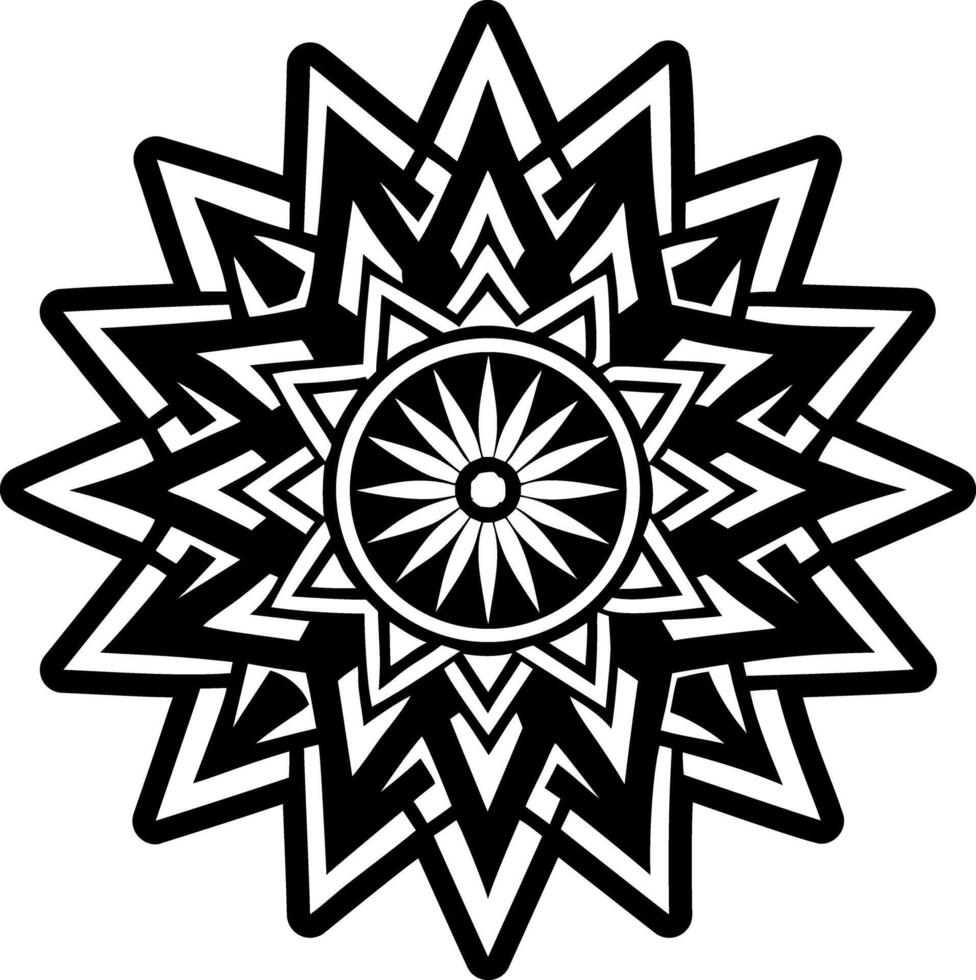 Sunburst tattoo icon in solid style vector