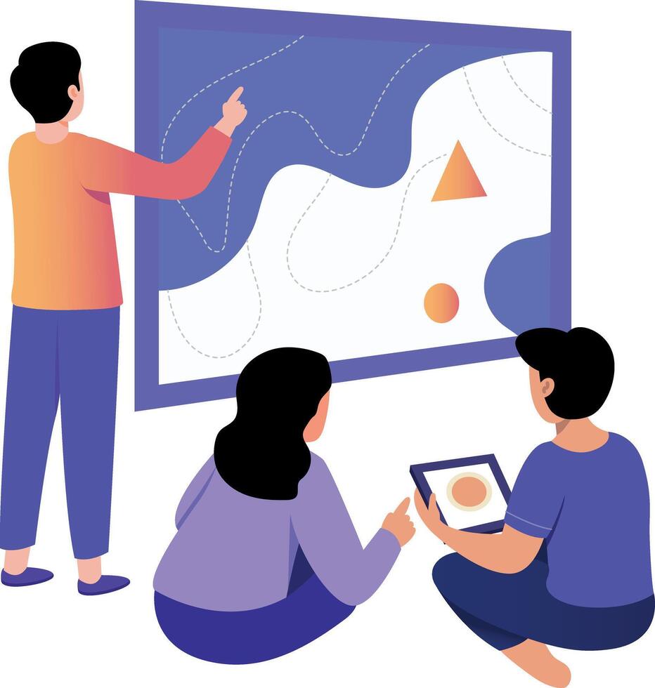 A flat style illustration depicting group study vector