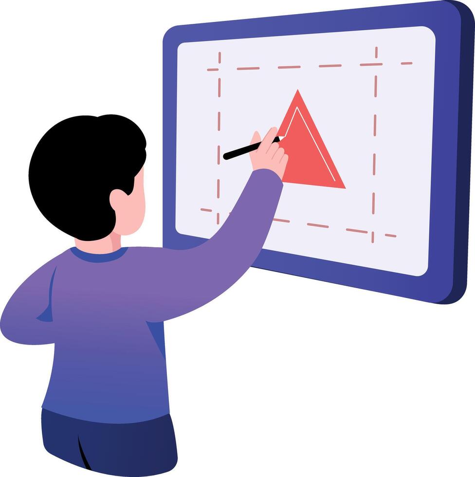 Flat style illustration showing a student writing on a board vector