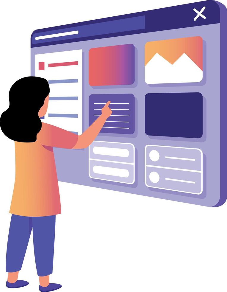 A flat style illustration of learning dashboard vector