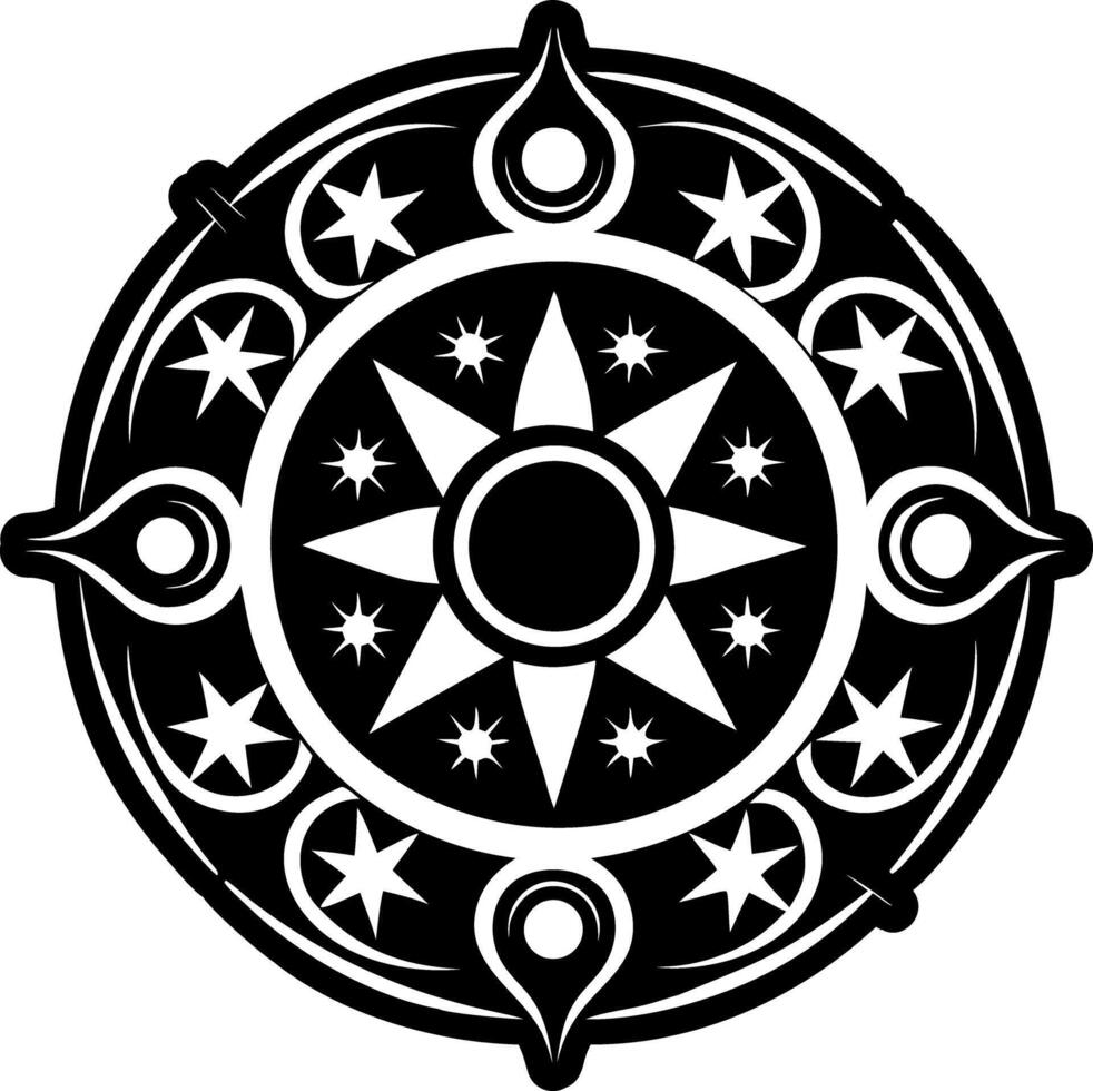 A glyph style icon of celestial circle symbol vector