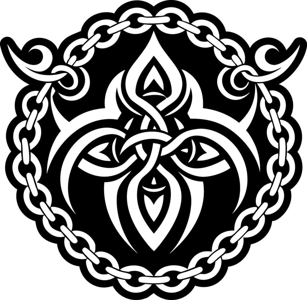 A solid style icon of sacred chain tattoo vector