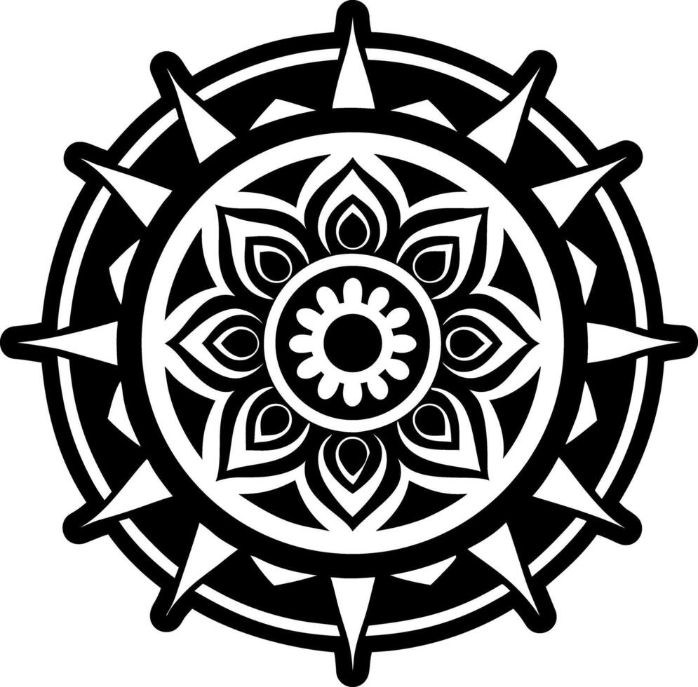A solid style icon mandala symbol vector