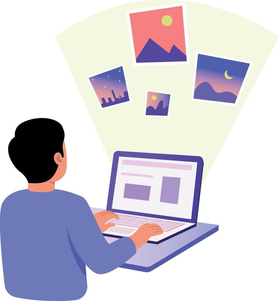A flat style illustration of holographic display vector