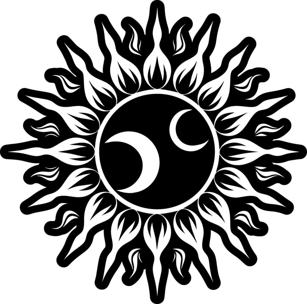 A solid style icon of lunar tattoo vector