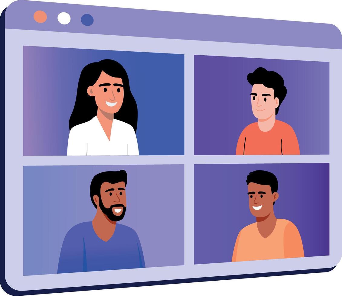 A flat style illustration showing students join virtual classroom vector