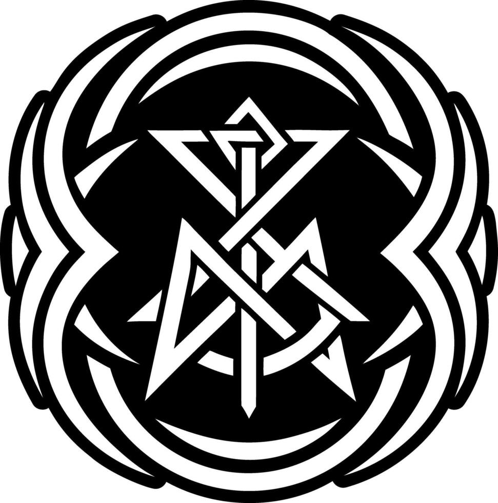 A solid style icon of rune tattoo design vector