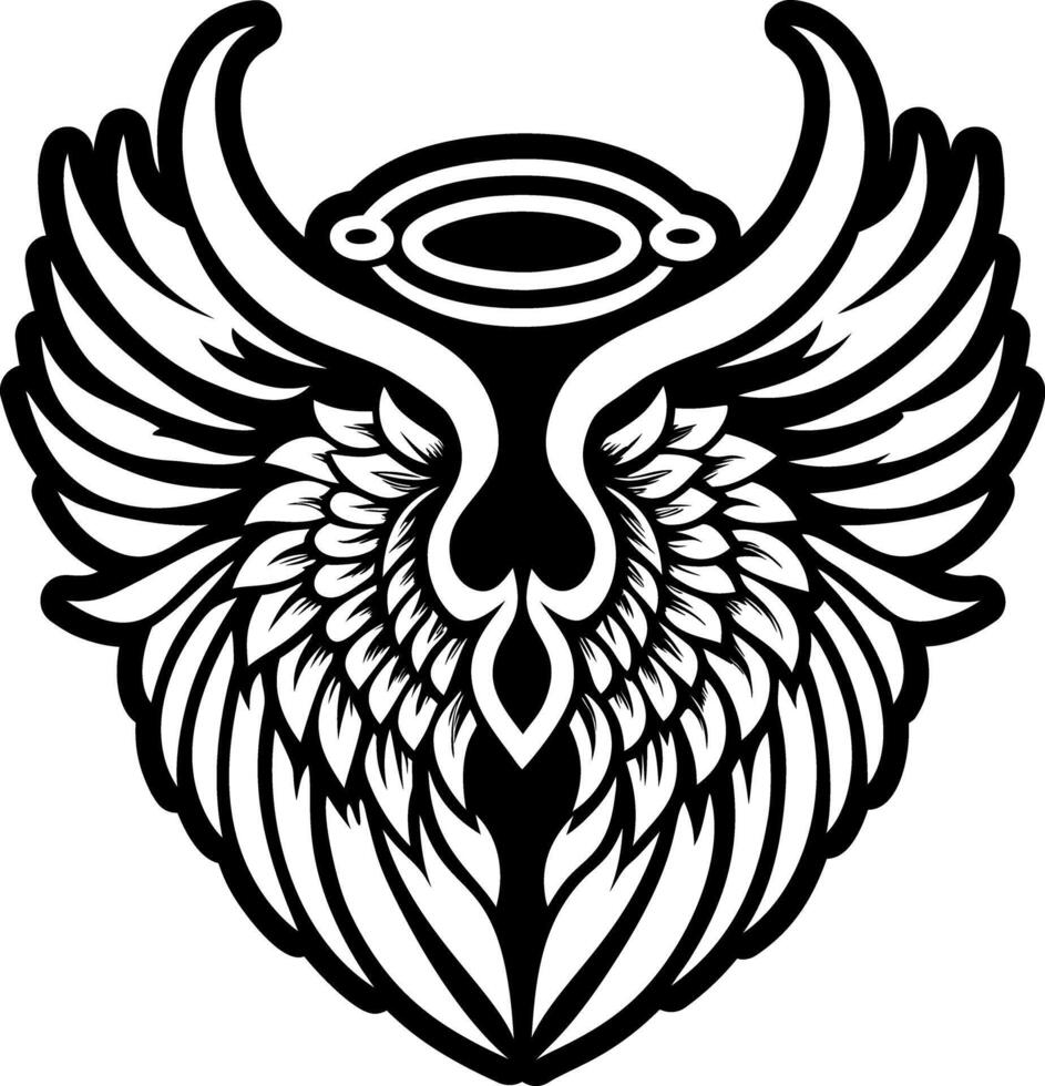 A glyph style icon of wings tattoo vector