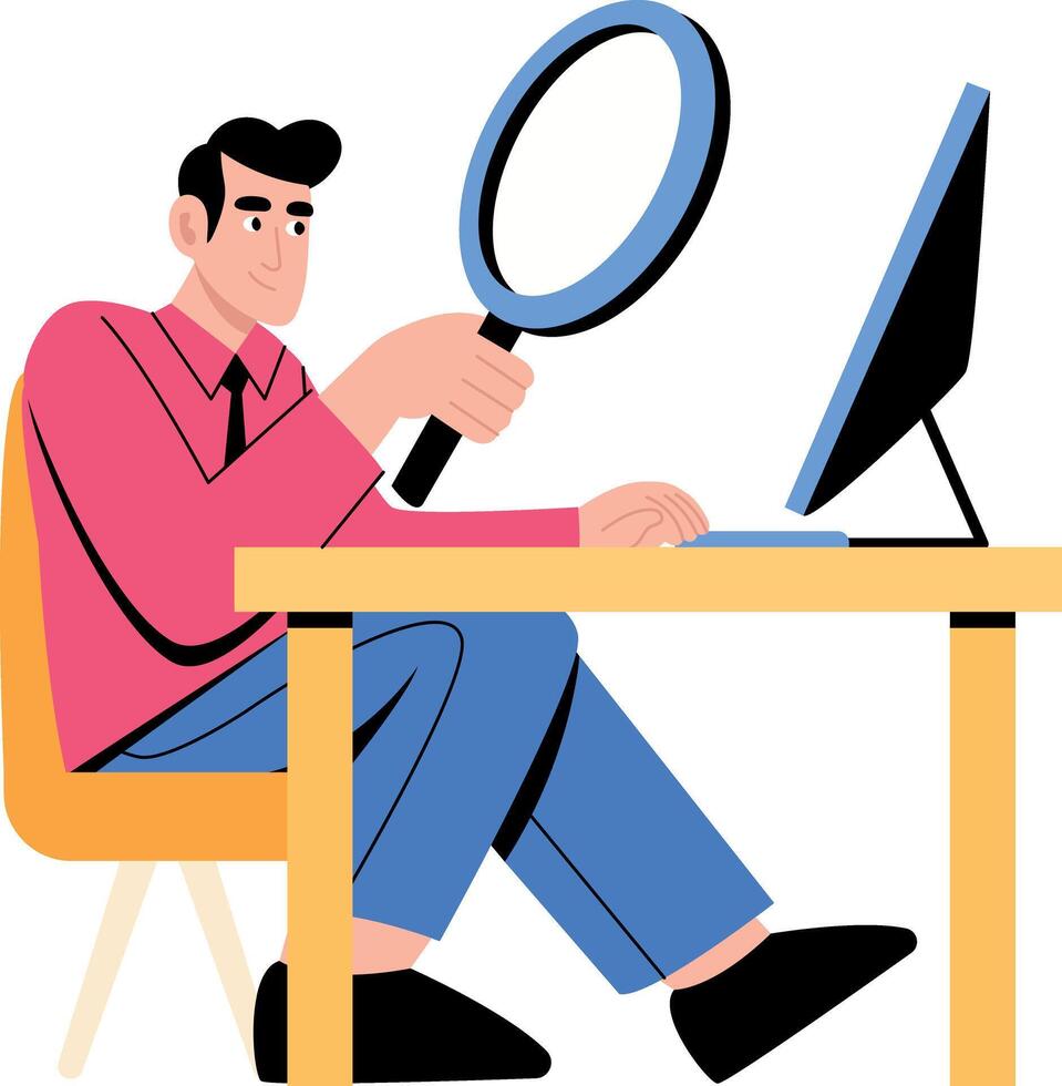 Flat style illustration depicting a character doing career research vector