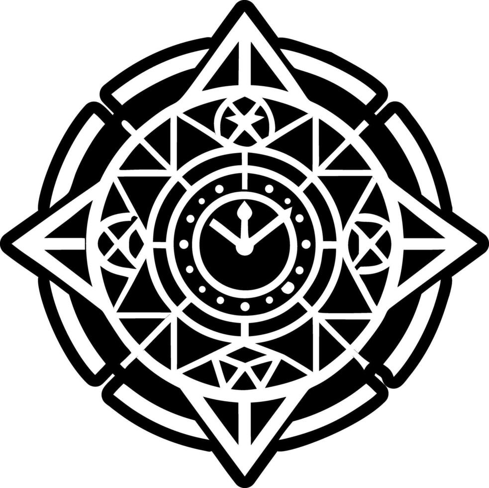 Clock tattoo icon in filled style vector