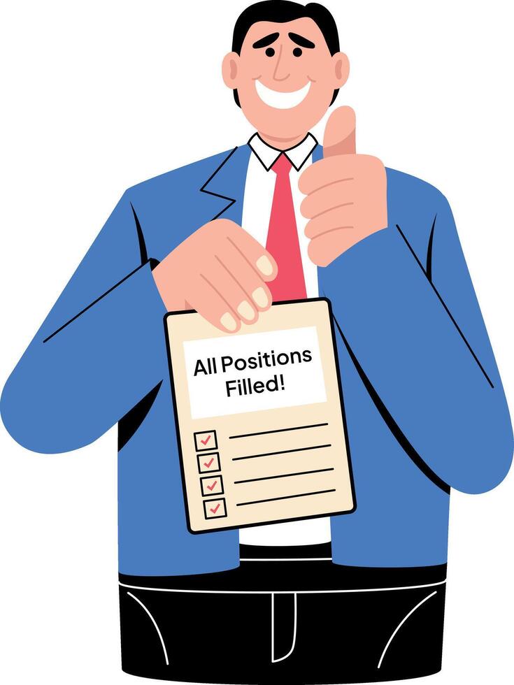 Flat style illustration showing all job positions filled vector