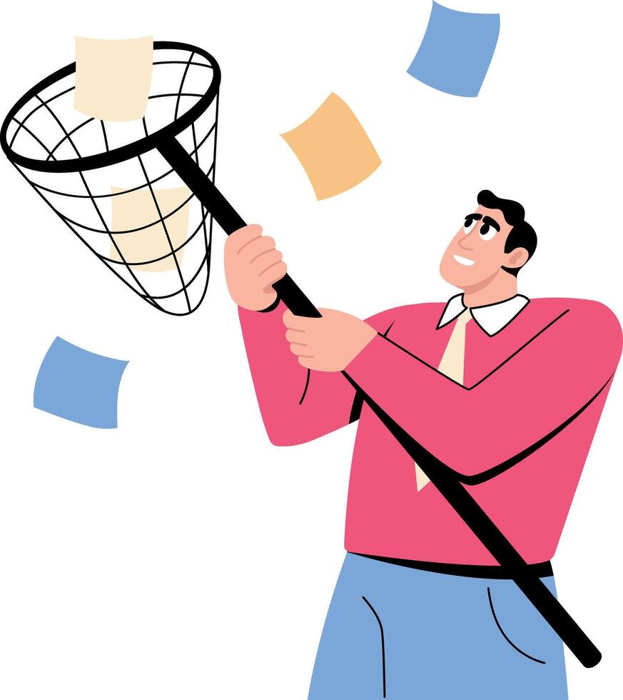 Flat style illustration depicting a hr collecting resumes vector