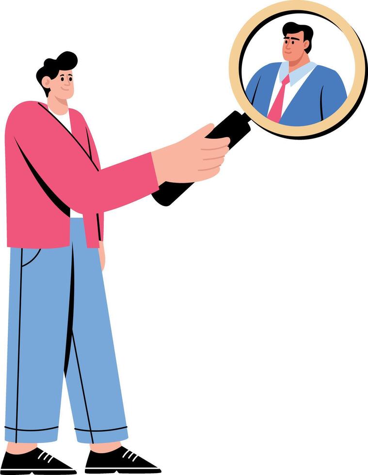 Flat style illustration depicting hr doing candidate vetting vector