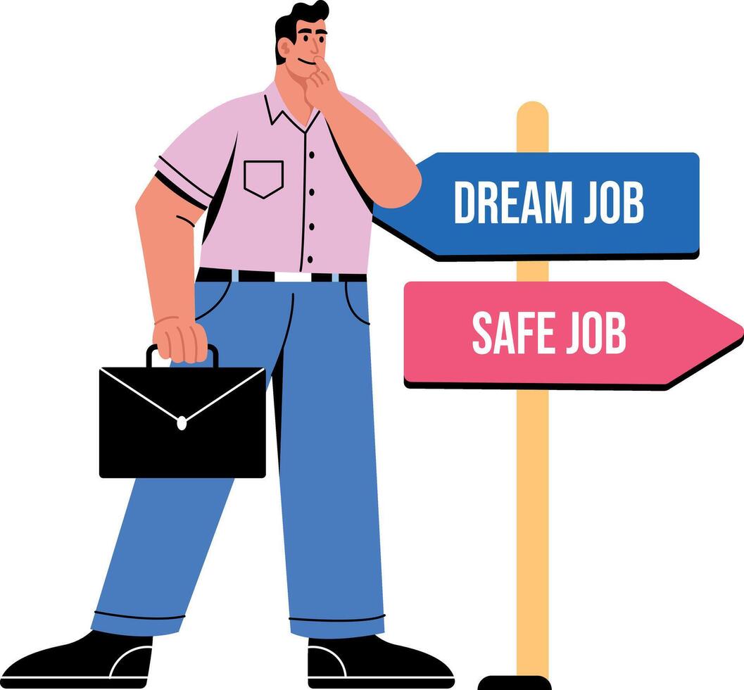 Flat style illustration depicting decision making character vector