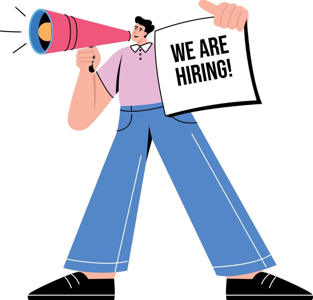 Flat style illustration depicting a hr making job announcement vector
