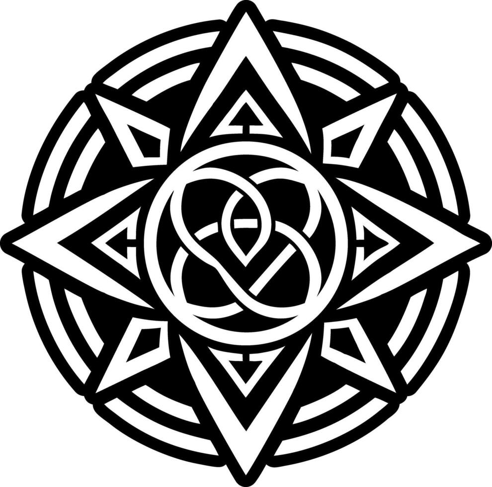 A solid style icon of geometric art tattoo vector