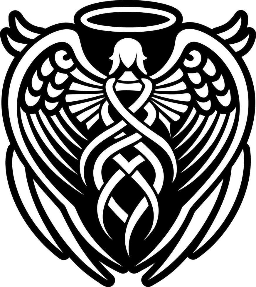 An angel with wings and a celtic design vector