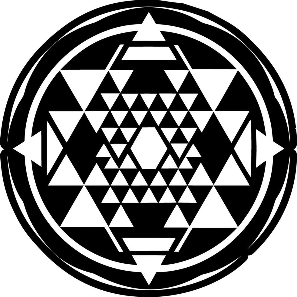 Sri yantra icon in solid style vector