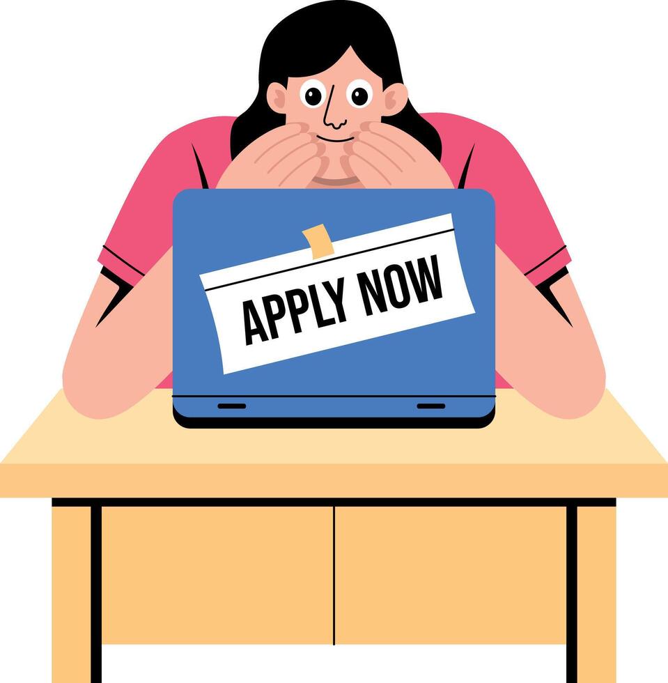 Flat style illustration depicting apply now for job vector