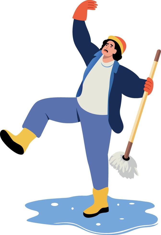A flat style illustration showing a person slipping vector