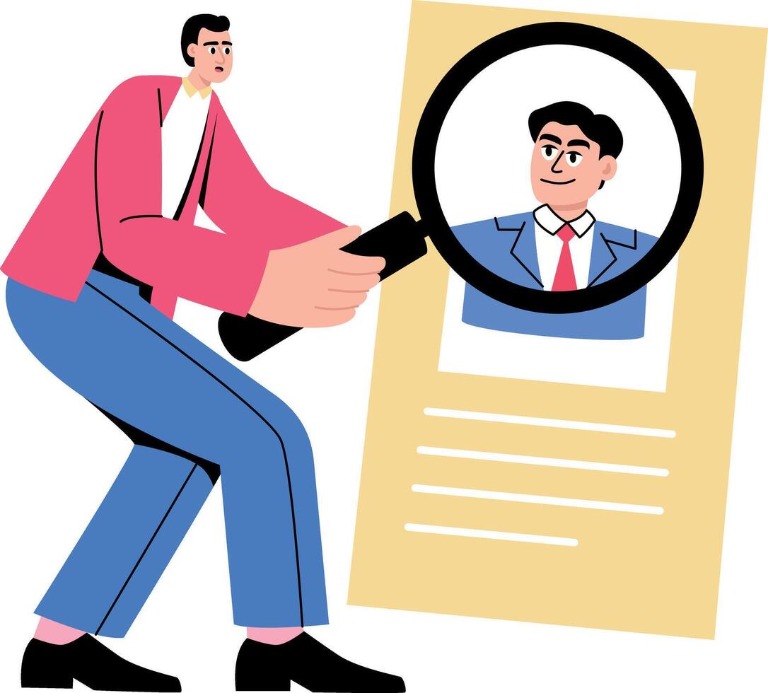 Flat style illustration depicting a character view profile of an employee vector