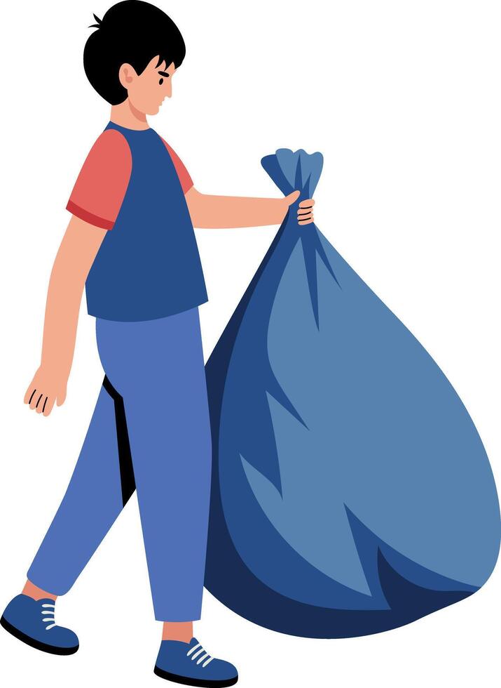 A flat style illustration showing a character throwing trash vector