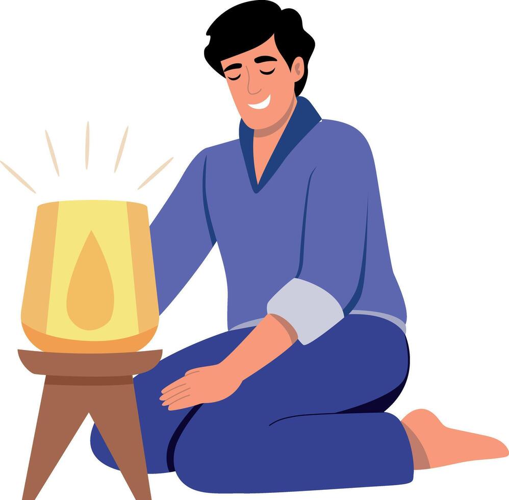 Flat style illustration depicting a glowing salt lamp vector