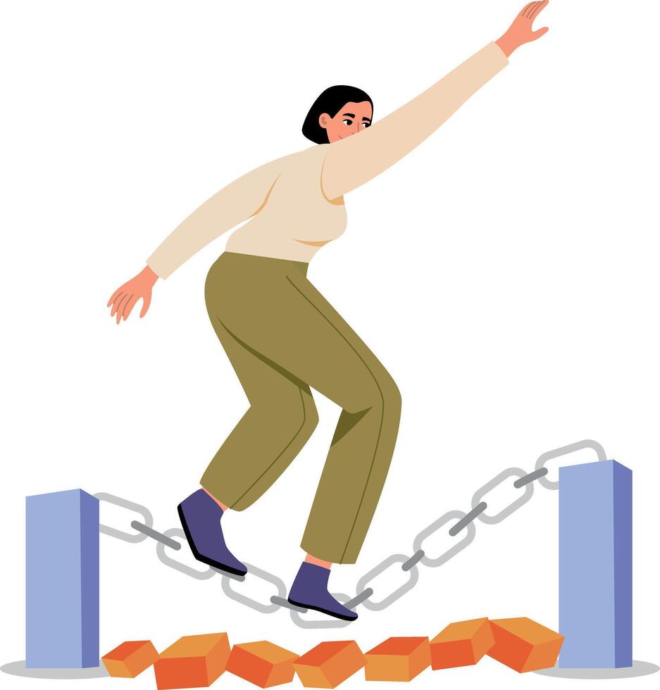 Flat style illustration showing a character facing life challenge vector