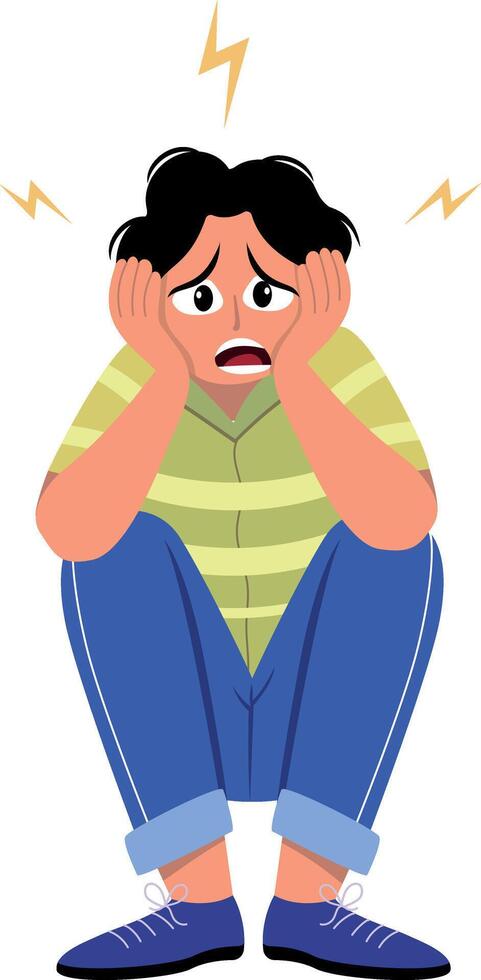 A flat style illustration showing a scared person vector