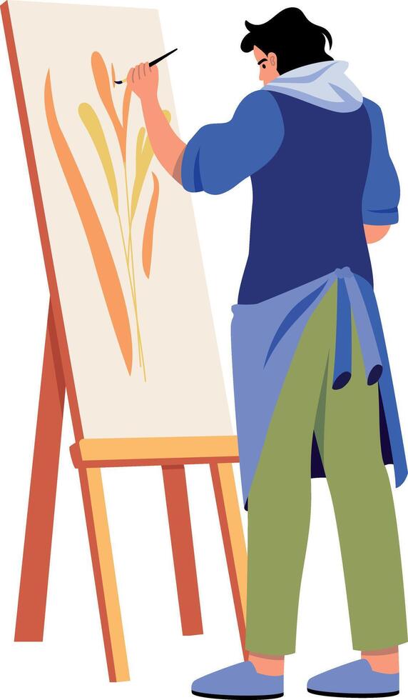 Flat illustration showing a character doing a painting activity vector