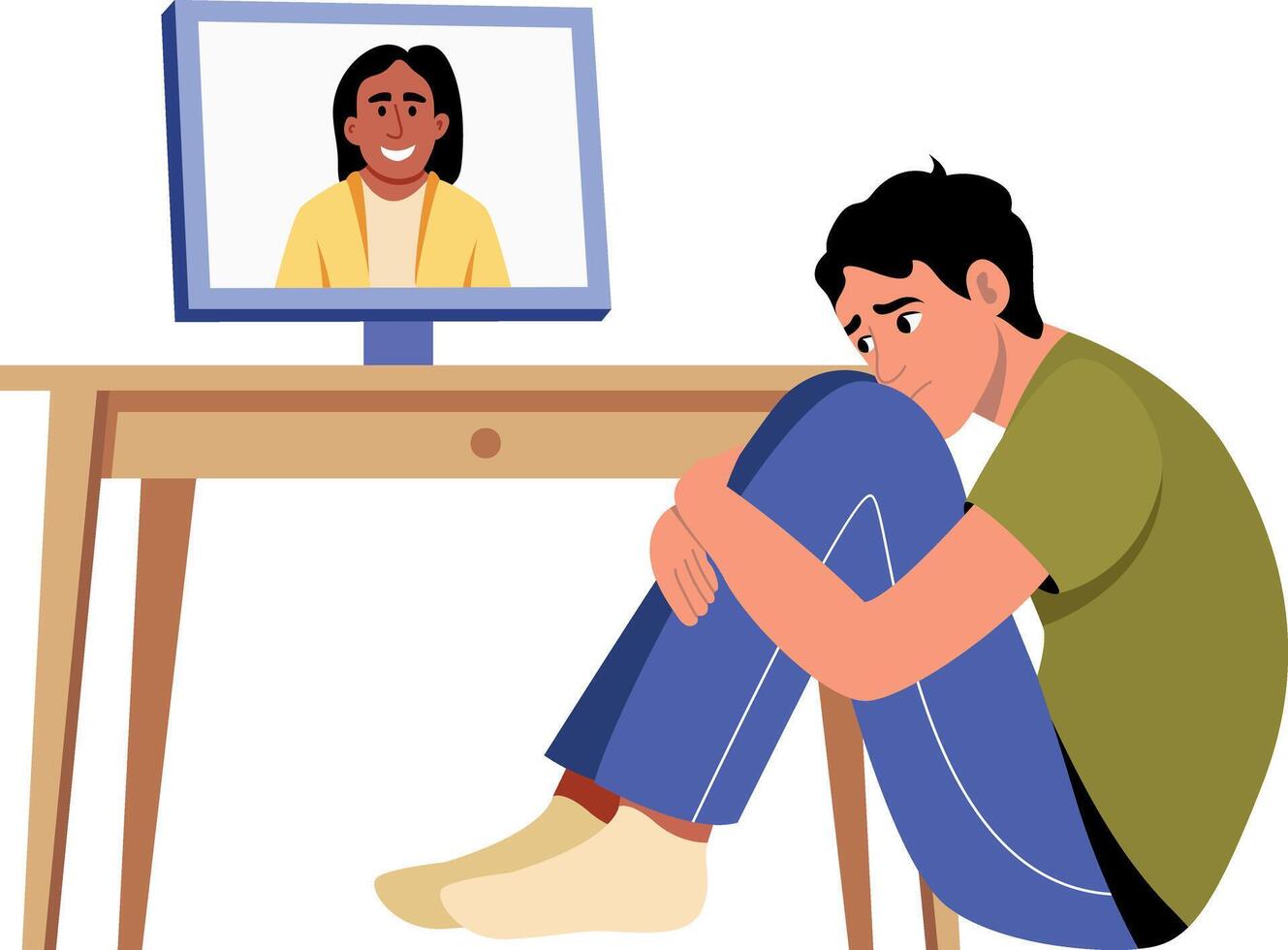 Flat style illustration depicting a character facing online bullying vector