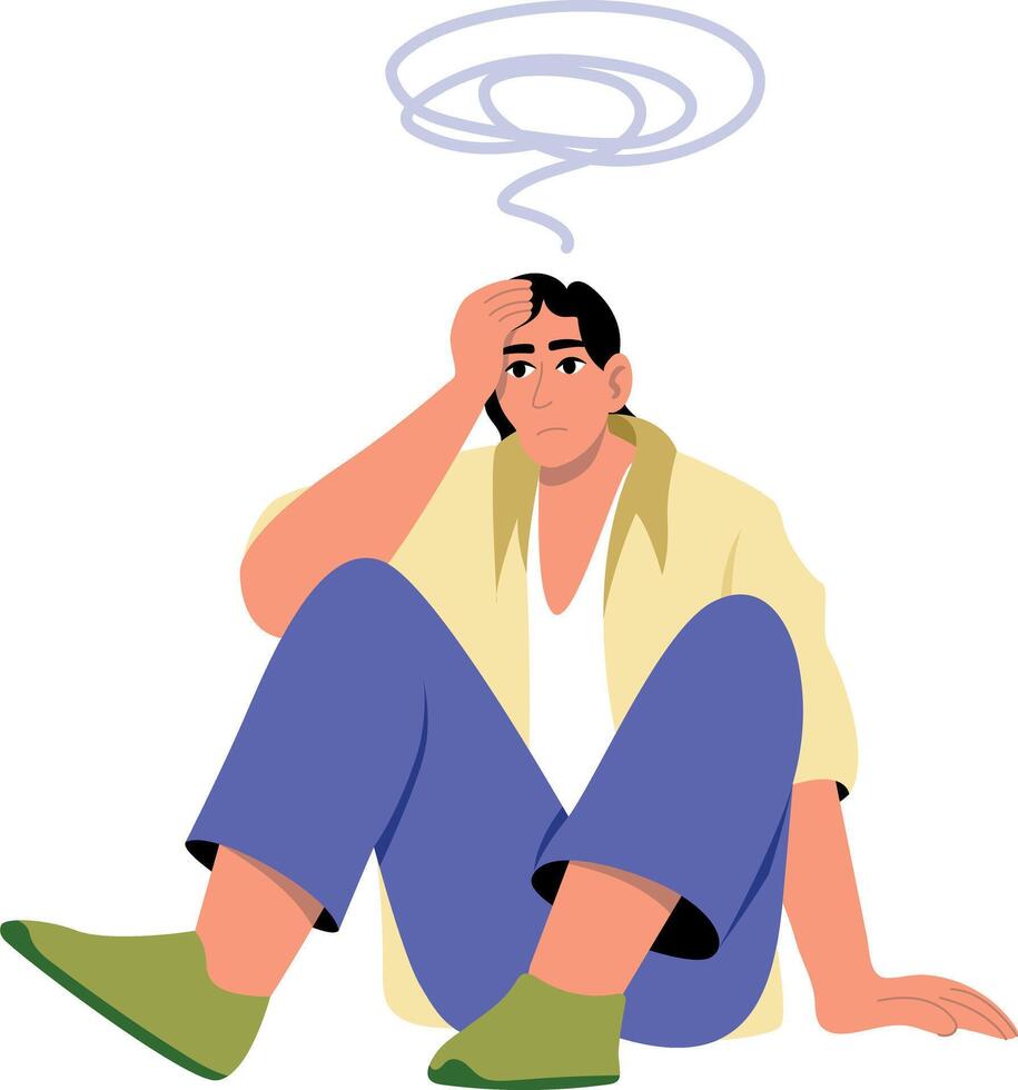 A flat style illustration showing a person taking stress vector