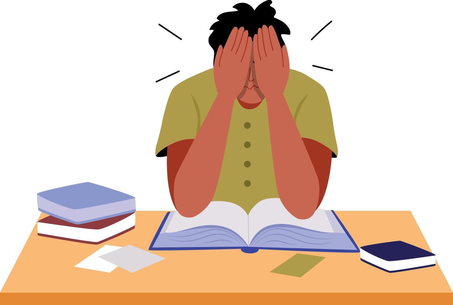 Flat style illustration showing a character feeling overwhelmed emotionally vector