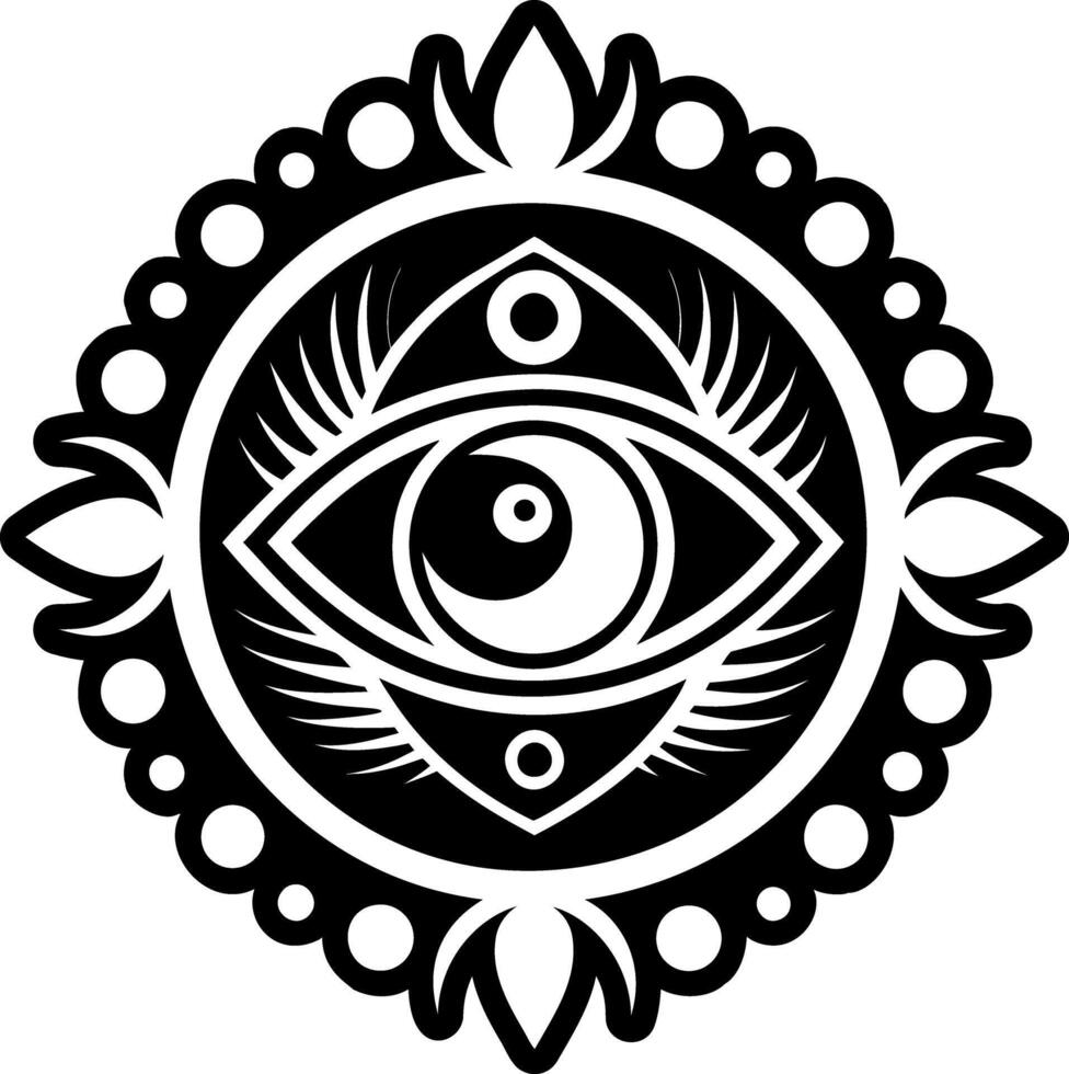 A glyph style icon of mystical eye tattoo vector