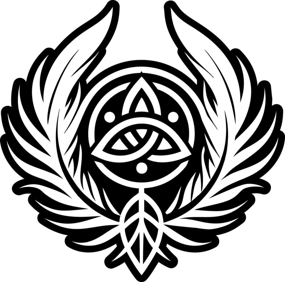 A celtic symbol with wings and a celtic knot vector