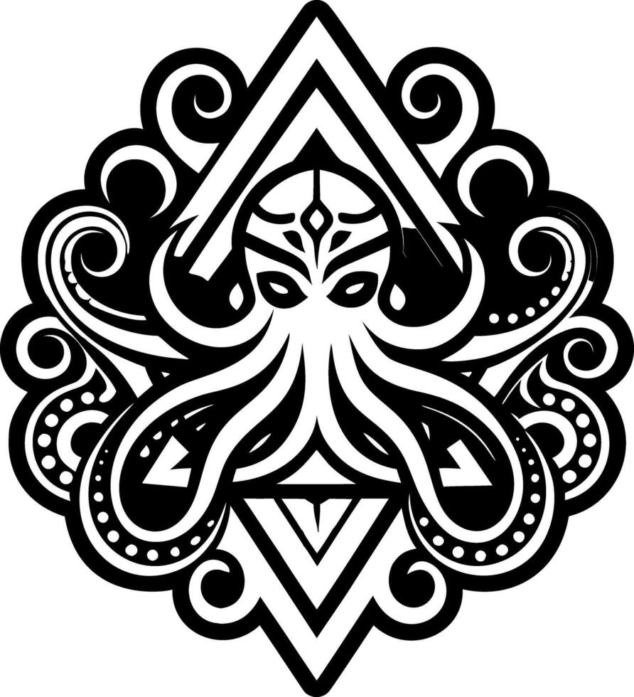 A filled style icon of octopus symbol vector