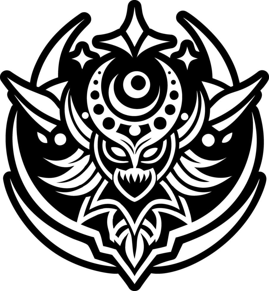 A solid style icon of lunar spirit tattoo vector