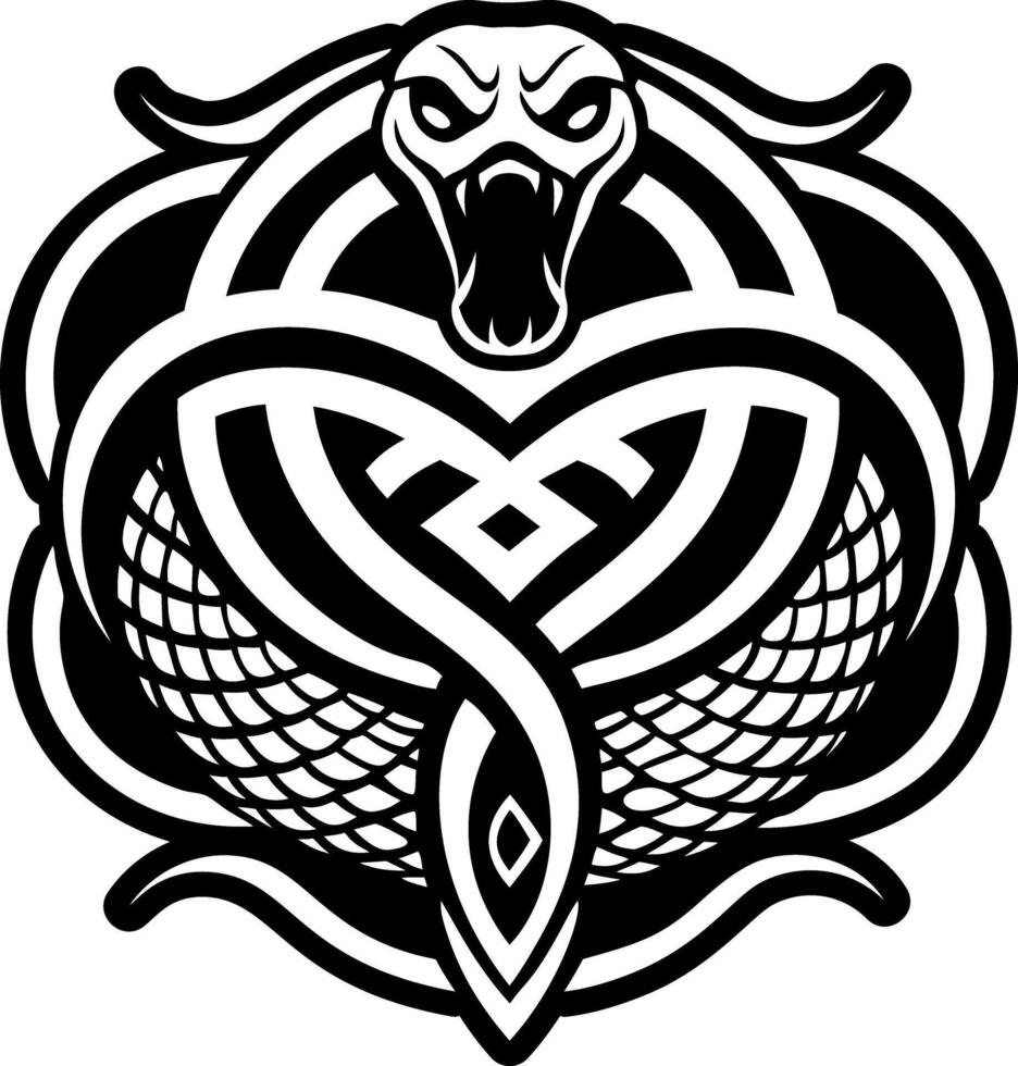 A filled style icon of serpent wisdom tattoo vector